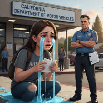 crying girl at dmv office