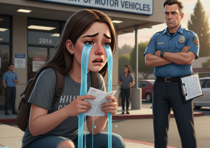 crying girl at dmv office
